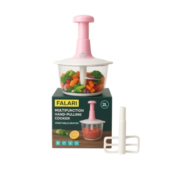 Buy manual food chopper with stainless steel blades and transparent container